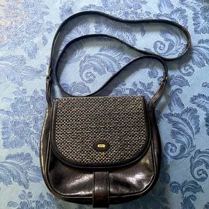 Vintage Bally Crossbody Interwoven Black & Brown Leather Purse